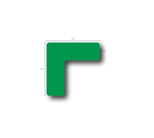 5S Location Marking Corner- (Various Sizes Available) Durable L Shaped Floor Marker by Graphical Warehouse- Vibrant Colors, Rounded Corners (4.5x4.5x1.5" (25 Pack), Green)