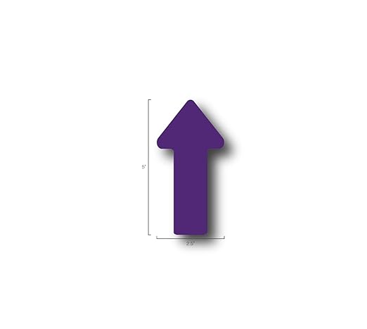 5S Location Marking Arrow- Durable Laminated LSE (Low Surface Energy) Arrow Shaped Floor Marker by Graphical Warehouse- 5S Safety and Security Signage (5x2.5", Purple, 25)