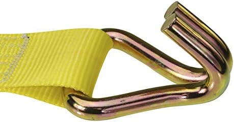 US Cargo Control 3 Inch Wide x 20 Foot Long Ratchet Straps with Wire Hooks (2 Pack), Yellow J Hook Ratchet Straps, 5,400 lbs. Working Load Limit