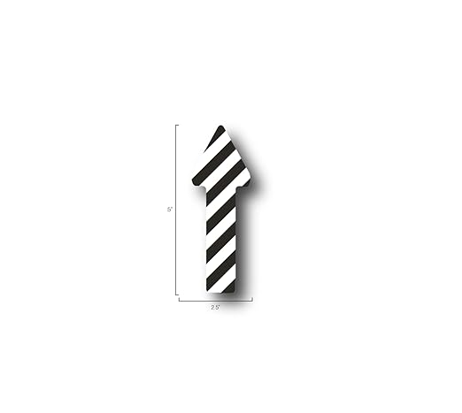 5S Location Marking Arrow- Durable Laminated LSE (Low Surface Energy) Arrow Shaped Floor Marker by Graphical Warehouse- 5S Safety and Security Signage (5x2.5", Black/White, 100)
