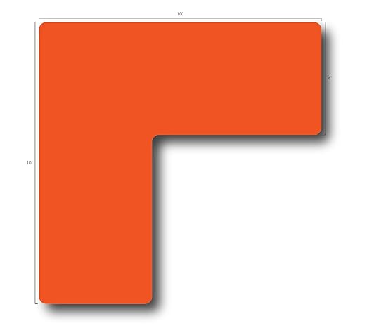 5S Location Marking Corner- (Various Sizes Available) Durable L Shaped Floor Marker by Graphical Warehouse- Vibrant Colors, Rounded Corners (10x10x4" (10 Pack), Orange)