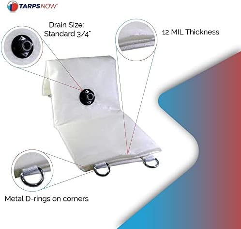 Heavy Duty Ceiling Leak Diverter Tarp with Drain Flange - Roof Water Diverter for Emergency Leaks - Water Leak Catcher with D-Rings - Effective Water Diverter - 5' x 20'