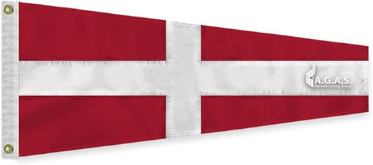 AGAS No 4 Pennant Code of Signals - 2 Ft x 4.5 Ft - Printed 200 Nylon - Quadruple Stitched Edges - Solid Brass Grommets Canvas Heading - Number 4 Signal Flag - Size 3.
