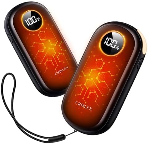 Hand Warmers Rechargeable, Dual-Sided Heating with LED Display, Flashlight, 4 Heating Levels Electric Pocket Heater for Raynauds, Golf, Camping, Hunting, Gifts for Christmas Men Women