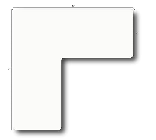 5S Location Marking Corner- (Various Sizes Available) Durable L Shaped Floor Marker by Graphical Warehouse- Vibrant Colors, Rounded Corners (10x10x4" (10 Pack), White)