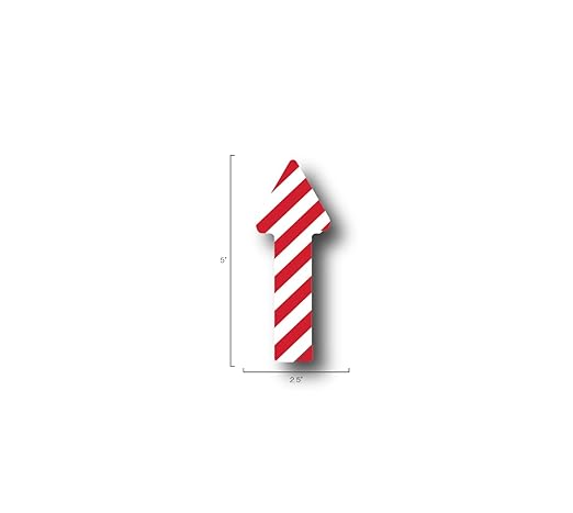 5S Location Marking Arrow- Durable Laminated LSE (Low Surface Energy) Arrow Shaped Floor Marker by Graphical Warehouse- 5S Safety and Security Signage (5x2.5", Red/White, 100)