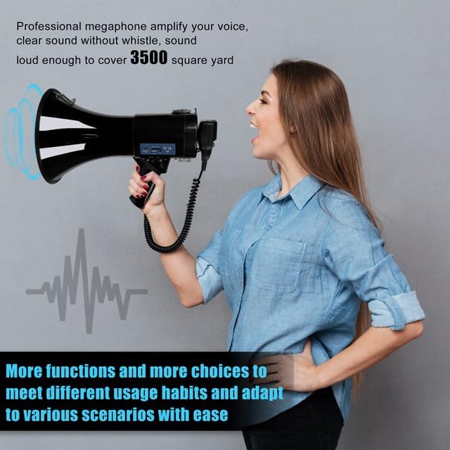 B S 50W Megaphone with Siren,Recording,SD Card,AUX Input for for Crowd Management,Emergencies