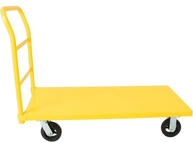 5Seconds Platform Cart Industrial Dolly Heavy Duty 48” X 24” Platform Hand Push Truck Commercial Cart Flatbed with 2000lb Capacity, Moving Cart 6” Swivel Wheels Flatbed cart, Yellow