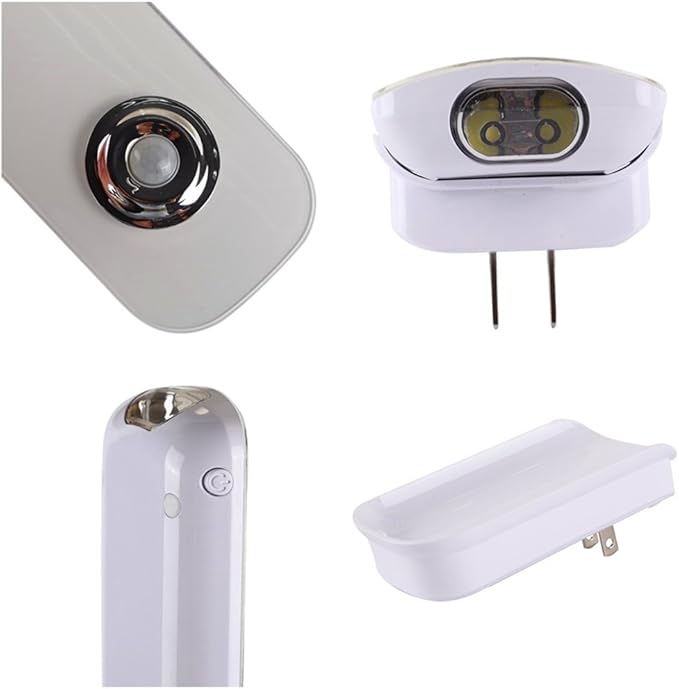 2 Pack LED Night Light, Flashlight Motion Sensor Cut 3-in-1, Rechargeable Emergency Light, Auto Sensing Energy Saving Wall Mount Plug-in Light Portable LED Torch White Small Size