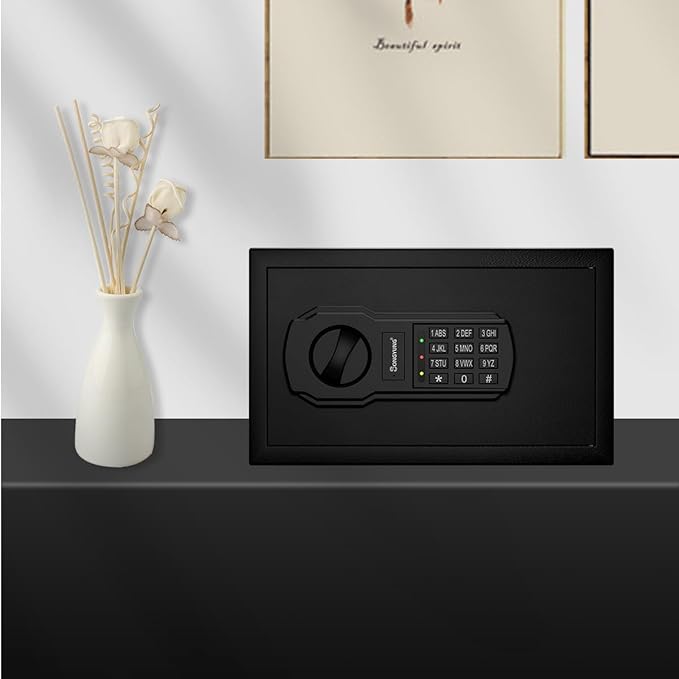 Fire Resistant Safe Box with Fireproof Waterproof Bag and Sensor Light,0.4 Cubic Feet Money Safe with Emergency External Power Supply,Electronic Digital Security Safe