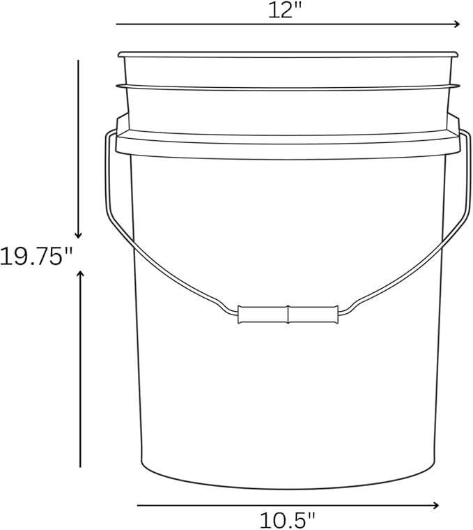 House Naturals 7 Gallon Food Grade - BPA Free- Made in USA Large Gray Container Bucket Pail with Screw on lid (Pack of 2)