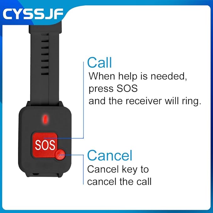 Wireless Caregiver Pager Watch Call Button Strobe Light System for Elderly Disabled Person Life Emergency Alert in Home Hospitals Nurse with 1 Call Light and 2 Wrist Panic Buttons