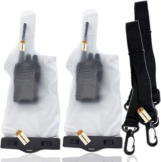 Lsgoodcare 5Pcs Portable Two Way Radio Waterproof Rainproof Bag Case Pouch Compatible with Motorola Kenwood Midland UV-3R UV-5R PX-888 Walkie Talkie Radio,5 Inch x 13.8 Inch, White