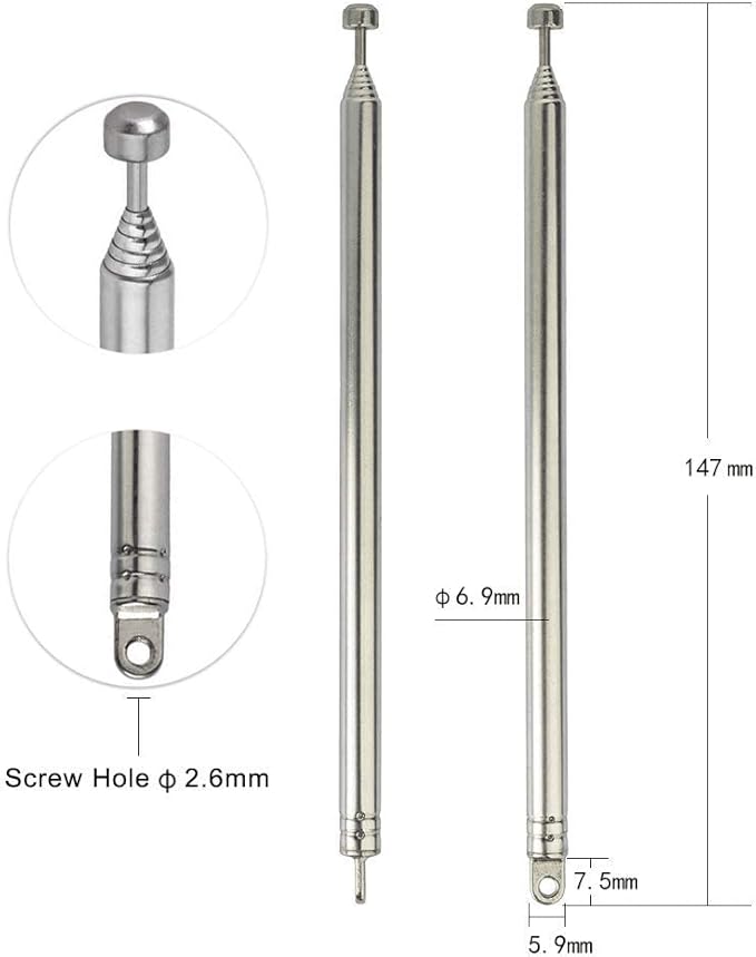 Bingfu 7 Sections Telescopic 74cm AM FM Antenna Portable Radio Antenna Replacement (4-Pack) Compatible with Indoor Portable Radio Home Stereo Receiver AV Audio Video Home Theater Receiver TV Tuner