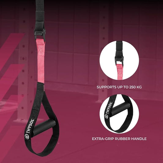 THYSOL® Resistance Trainer Pro Xtreme Straps Army | Sling Trainer Set with Adjustable Door Anchor | Fitness Home Workouts - Suitable for Travelling & for Training Indoor & Outdoor