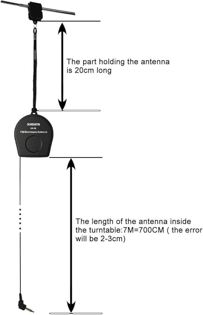 XHDATA AN-80 Shortwave Reel Antenna FM SW External Antenna Whip Antenna to Improve Signal Reception Suitable for FM SW Radio