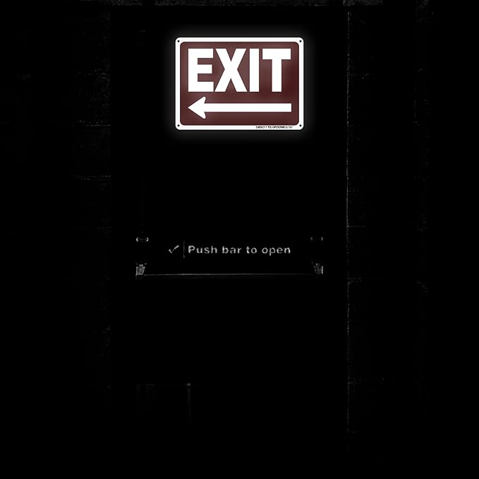 2 Pack Exit Signs with Left Arrow, 10x7 Inches Rust Free 0.40 Aluminum Metal Exit Sign, UV Protected, Durable, Weatherproof, Easy to Install, Indoor/Outdoor Use