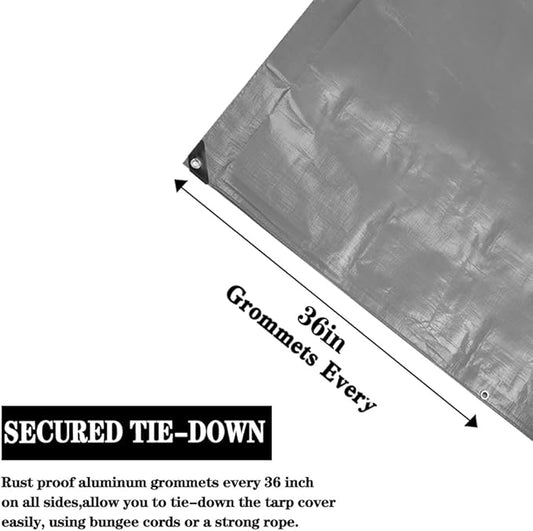 Tarp Heavy Duty Waterproof 14x14ft,TEZONG Silver Plastic Tarp 12Mil Outdoor Tarpaulin Cover for Emergency Rain,Patio Furniture,Wood,Roof,Camping,Car,Pool