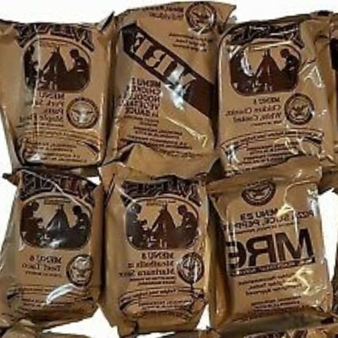 MRE Meals Ready to Eat B case 2025, 2026 inspection. Genuine Military US surplus emergency food bulk supply full box with heater - menus 13 to 24