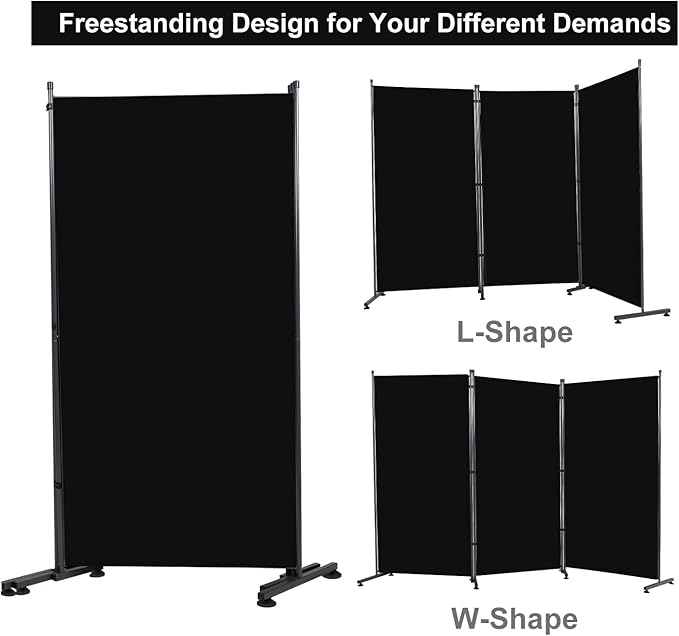Room Divider 6FT Folding Privacy Screens, 3 Panel Partition Room Dividers w/Freestanding Design, Portable Wall Divider for Room Separtation, Fabric Room Divider Panel Sceen for Home Office Bedroom