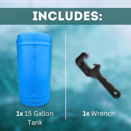 15 Gallon Water Storage Tank - 1 Tank- Water Storage for Emergencies - Durable, Reusable, Portable, BPA Free, Food Grade Plastic - Emergency Zone