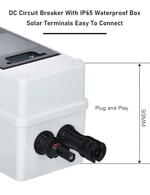DIHOOL 60 Amp Solar Disconnect Switch, dc Circuit Breaker with Cover, Outdoor Miniature Circuit Breaker with din Rail Enclosure