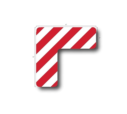 5S Location Marking Corner- (Various Sizes Available) Durable L Shaped Floor Marker by Graphical Warehouse- Vibrant Colors, Rounded Corners (6x6x2" (15 Pack), Red/White)