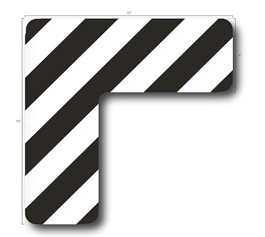 5S Location Marking Corner- (Various Sizes Available) Durable L Shaped Floor Marker by Graphical Warehouse- Vibrant Colors, Rounded Corners (10x10x4" (10 Pack), Black/White)