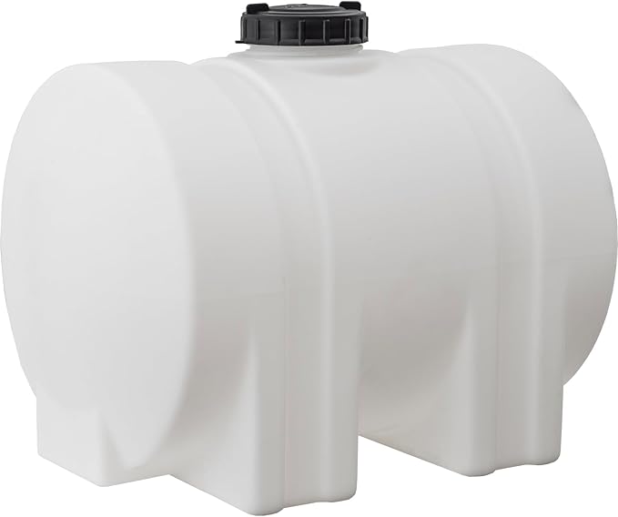 RomoTech 35 Gallon Polyethylene Storage Tank with Legs–Heavy-Duty Horizontal Water Storage Tank for Farms, Industrial or Chemical Use–UV-Resistant, Rustproof, BPA-Free Plastic Liquid Tank, 82126189