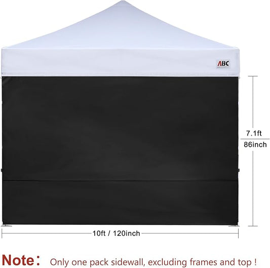 ABCCANOPY Instant Canopy SunWall 10x10 FT, 1 Pack Sidewall Only, No Frame or Top, Black