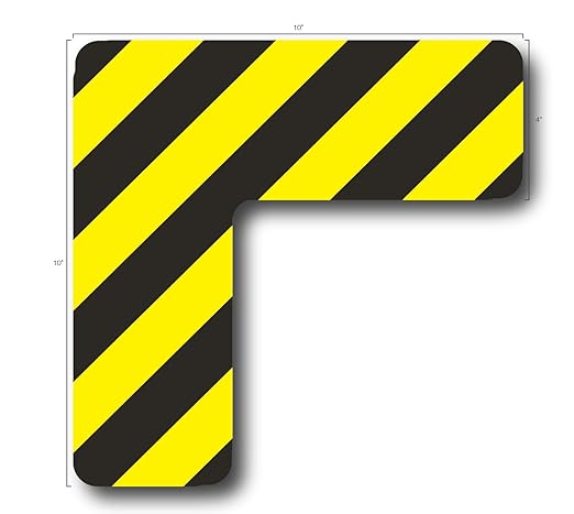 5S Location Marking Corner- (Various Sizes Available) Durable L Shaped Floor Marker by Graphical Warehouse- Vibrant Colors, Rounded Corners (10x10x4" (10 Pack), Black/Yellow)