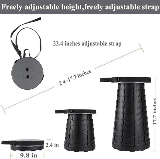 Fishboy Upgraded Collapsible Stool, 400lbs Max Weight, Lightweight But Sturdy, Portable Retractable Folding Telescoping Foldable Camping Stool for Adults Outdoor Fishing Hiking Gardening Travel BBQ