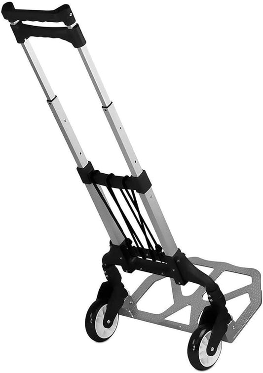 Mount-It! Folding Hand Truck and Personal Dolly, Foldable Aluminum Trolley Cart, 165 Lb Capacity Heavy Duty Dolly with Wheels of Rubber for Moving, Comfortable Telescoping Handle for Indoor Outdoor