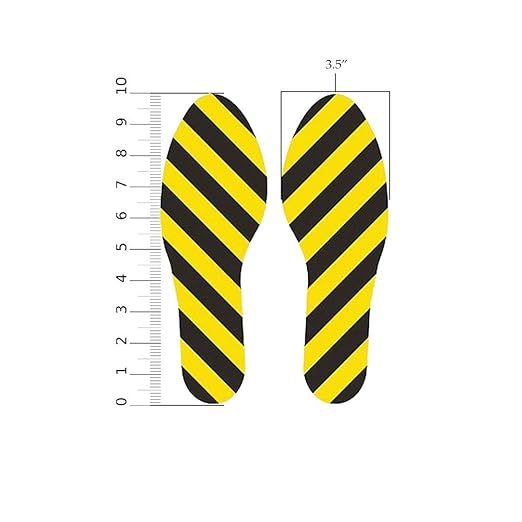 5S Location Marking Footprint- 10x3.5" Durable Footprint Shaped Floor Marker by Graphical Warehouse- Vibrant Colors, Rounded Corners (Pack of 10, 5 Pairs) (Black/Yellow)