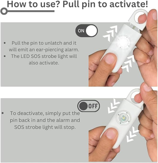 The Original Personal Safety Alarm for Women - Loud Siren, Strobe Light and Key Chain 2.0 Version (White)