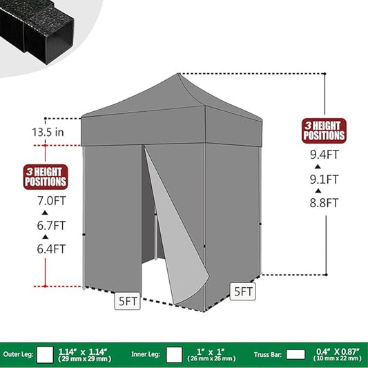 Eurmax USA 5'x5' Pop-up Canopy Portable Photo Booth Tent for Events Wedding Photobooth for Professional Photos Photo Studio Photo Booth System with Roller Bag,Bonus 4 SandBags (Printed Black)