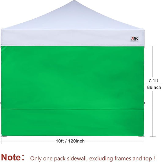 ABCCANOPY Instant Canopy SunWall 10x10 FT, 1 Pack Sidewall Only, No Frame or Top, Kelly Green