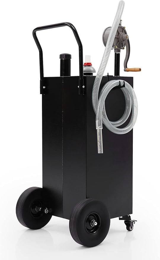 40 Gallon Fuel Caddy with Wheels - Heavy Duty Steel Gas Can with Hand Pump - Portable Fuel Transfer Tank for Gasoline, Diesel, Kerosene - Wide Mouth Design for Construction, Farm, ATV, Generator
