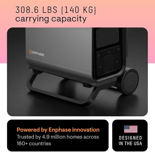 Enphase IQ Cart – Foldable Cart Designed to Securely Transport IQ PowerPack 1500, Sturdy Latches and Wheel Brakes, Extendable Handle, Easy to Carry and Store, 5-Year Limited Warranty