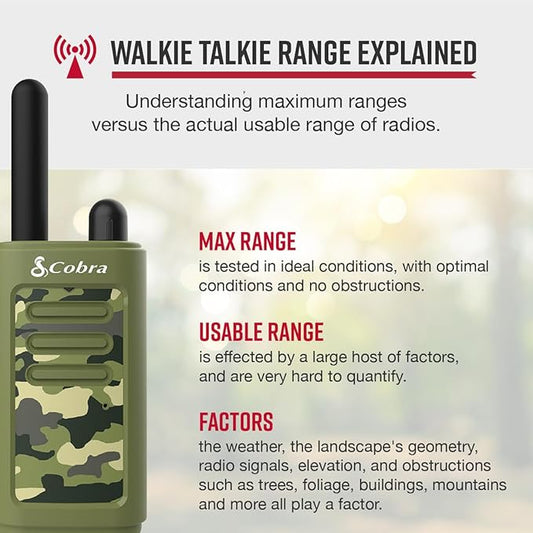 Cobra HE150 G - Kid Friendly Walkie Talkies - 16-Mile Range, 2 Channels Two-Way Radio Set, Green, (2-Pack)