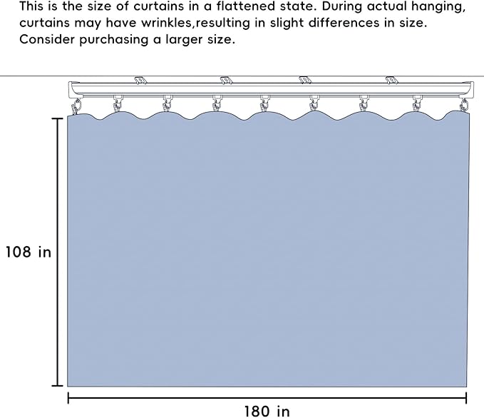 Room Divider Ceiling Mounted Curtains Track Sets Extra Wide Blackout Curtain Flexible Tracks for Bedroom Privacy Partition Separator, 1 Panel Light Grey Drape and White Rail, W15 x H9ft