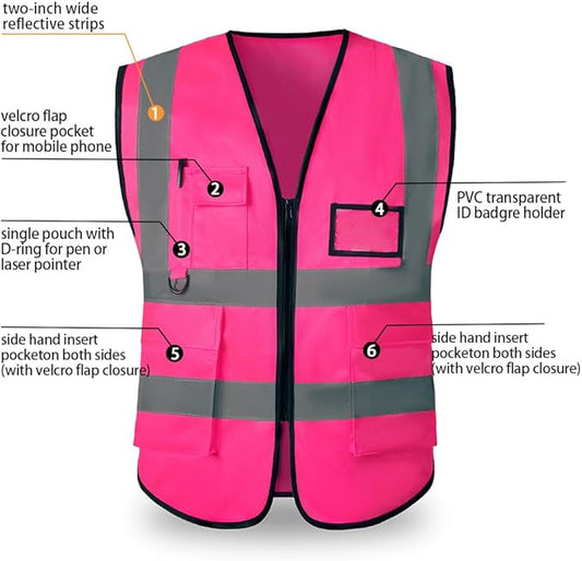 High Reflective Safety Vest for Men Women Breathable With Pocket Zipper for Build Oudoor Work Meet ANSI/ISEA Standard