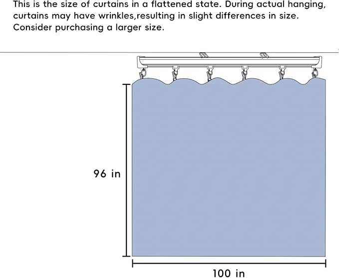 Room Divider Ceiling Mounted Curtains Track Sets Extra Wide Blackout Curtain Flexible Tracks for Bedroom Privacy Partition Separator, 1 Panel Light Grey Drape and White Rail, W8.3 x H8ft