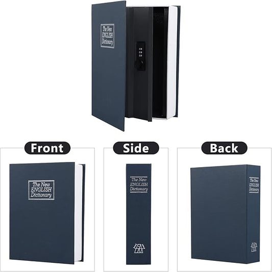 KYODOLED 10.5Inch Diversion Book Safe with Combination Lock, Extra Large Safe Secret Hidden Metal Lock Box,Money Hiding Box,Collection Box,10.5" x 7.8" x 2.6" Navy Blue Extra Large