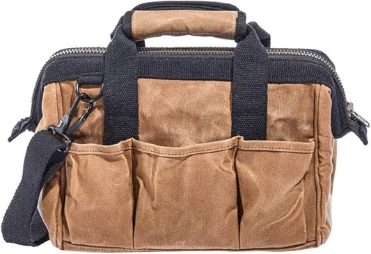 Readywares Tool Bag, Heavy Duty Waxed Canvas Bag for Gear, Tools, Supplies and Equipment (12", Tan)