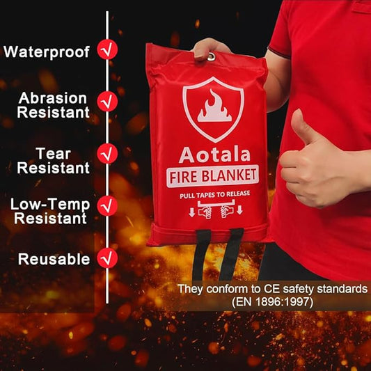 Fire Blankets Emergency for Home and Kitchen Fire Emergency Blanket for Home Fireproof Blanket for Camping, Grill, BBQ, Picnic, Fireplace, Office