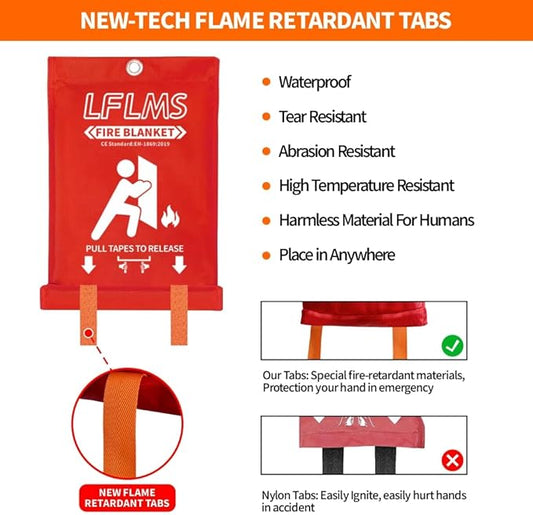 Emergency Fire Blankets - 6 Pack, 40' x 40' Fire Suppression Blanket for Home, Kitchen, Office, School, Camping, Grill, Car, Warehouse