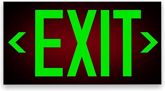 Photoluminescent Exit Signs | Pack of 2 | OSHA-ASTM-ANSI American Standard | Aluminum 14.25" x 7.5" | Weather Proof | NightBright USA Item: NCC-R II