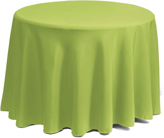 Gee Di Moda Round Tablecloth - 132 Inch Apple Green Round Table Cloth for 72 to 96 Inch Round Tables - Heavy Duty Washable Fabric - for Buffet Table, Holiday Party, Dinner, Wedding & Baby Shower