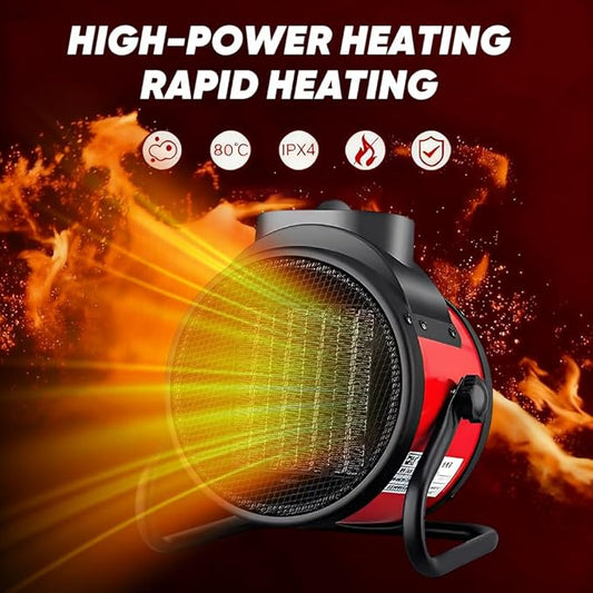 Saker Powerful Portable Heating Cannon,High Power Ceramic Space Heater, 3000W Fast Heating with Adjustable Thermostat for Large Room, Quiet Oscillation & Overheat Protection